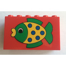 LEGO Red Brick 2 x 6 x 3 with Green and Yellow Fish (6213)