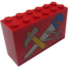 LEGO Rot Stein 2 x 6 x 3 mit Tools mit Blau Griff Saw (6213)