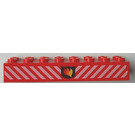 LEGO Rouge Brique 2 x 8 avec Feu logo et Blanc Rayures (3007)