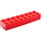 LEGO Red Brick 2 x 8 without Bottom Tubes with Cross Supports