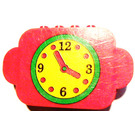 LEGO Red Brick 2 x 8 x 4 with Curved Ends with Yellow Clock and Green Border Circle Pattern (6214)