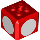LEGO Rood Steen 3 x 3 x 2 Cube met 2 x 2 Studs Aan Top met Wit Circles (69085 / 102207)