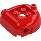 LEGO Red Brick 4 x 4 x 1.3 Round with Recessed Studs and Pin Holes (84866)