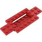 LEGO Punainen Auto Alusta 10 x 4 x 2/3 jossa 4 x 2 Centre Well (30029)