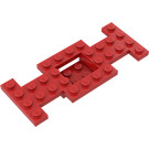 LEGO Rood Auto Basis 4 x 10 x 0.67 met 2 x 2 Open Midden (4212)