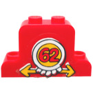 LEGO Red Car Grille with 62 and Yellow Arrows Sticker
