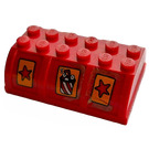 LEGO Rood Chest Deksel 4 x 6 met Drink en Stars Sticker (4238)