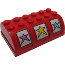 LEGO Rood Chest Deksel 4 x 6 met Stars Sticker (4238)