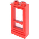 LEGO Röd Classic Dörr 1 x 2 x 3 Vänster med Glas