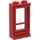 LEGO Rood Classic Deur 1 x 2 x 3 Links met Gat en Fixed Glas