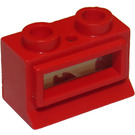 LEGO Rood Classic Venster 1 x 2 x 1 met lange dorpel en glas