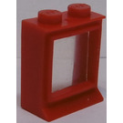 LEGO rot Classic Fenster 1 x 2 x 2 mit festem Glas, verlängerter Lippe und festen Nieten