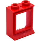 LEGO Rood Classic Venster 1 x 2 x 2 met verwijderbaar glas, verlengde lip en gat in de bovenkant