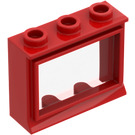 LEGO Rot Classic Fenster 1 x 3 x 2 mit Fixed Scheibe und Kurze Fensterbank