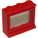 LEGO Rood Classic Venster 1 x 3 x 2 met verwijderbaar glas en gat bovenaan