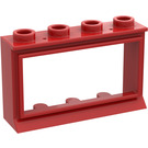 LEGO Czerwony Classic Okno 1 x 4 x 2 z Długim Parapetem