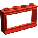 LEGO Rød Classic Vindue 1 x 4 x 2 med Kort Sill