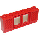 LEGO Red Classic Window 1 x 6 x 2 with 2 Panes and Shutters Short Lip