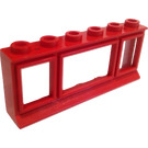 LEGO Rood Classic Venster 1 x 6 x 2 met Verlengde Lip en met Glas (645)