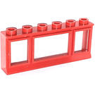 LEGO Rood Classic Venster 1 x 6 x 2 met holle noppen en glas