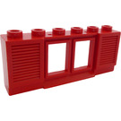 LEGO Red Classic Window 1 x 6 x 2 with Shutters (Old Type) Extended Lip with Glass