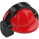 LEGO Rosso Costruzione Casco con Nero Earmuffs (18899)