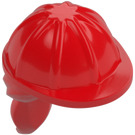 LEGO Rojo Construcción Casco con Dark Marrón Pelo (16178 / 29211)