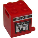 LEGO rot Container 2 x 2 x 2 mit 'Daily Bugle' Aufkleber mit versenkten Bolzen (4345)