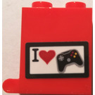 LEGO Red Container 2 x 2 x 2 with I Heart Controller Sticker with Recessed Studs (4345)