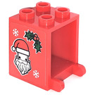 LEGO rouge Récipient 2 x 2 x 2 avec Santa Autocollant avec tenons encastrés (4345)