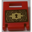 LEGO Rood Container Doos 2 x 2 x 2 Deur met Sleuf met Gold Lock Sticker (4346)