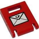 LEGO rouge Récipient Boîte 2 x 2 x 2 Porte avec Fente avec blanc Envelope Autocollant (4346)