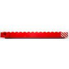 LEGO rot Kran Arm Außen mit rot und Weiß Streifen Aufkleber Weit mit Notch