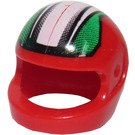LEGO rot Crash Helm mit Schwarz, Green und Weiß Streifen (2446)