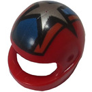 LEGO Red Crash Helmet with Silver Star on Blue and Orange Stripes (2446)