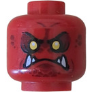 LEGO Rood Crust Smasher Hoofd met Geel Ogen, Wit Fangs en Donkerrood Spots (Verzonken solide nop) (3626)