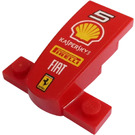 LEGO Red Curved Front End and Base 4 x 4 x 1.3 with '5', Shell Logo, 'KASPERSKY lab', 'PIRELLI', 'FIAT' and Ferrari Logo Sticker (93589)