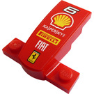 LEGO Red Curved Front End and Base 4 x 4 x 1.3 with '6', Shell Logo, 'KASPERSKY lab', 'PIRELLI', 'FIAT' and Ferrari Logo Sticker (93589)