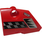 LEGO Red Curved Panel 1 Left with Air Intake, Checkered Stripe and 'FRAME WORK' Sticker (87080)
