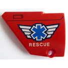 LEGO Red Curved Panel 13 Left with Rescue Logo Sticker (64394)