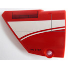 LEGO Red Curved Panel 13 Left with White stripes and 'NO STEP' Sticker (64394)