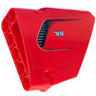 LEGO Red Curved Panel 14 Right with V8 (left side) Sticker (64680)