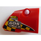 LEGO Red Curved Panel 2 Right with 'GAS OLINE' on the black and yellow chessboard Sticker (87086)