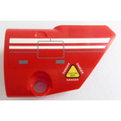 LEGO Rood Gebogen Paneel 2 Rechtsaf met Wit Strepen en warning sign 'DANGER' Sticker (87086)