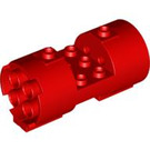 LEGO Röd Cylinder 3 x 6 x 2.7 Horisontell Ihåliga centrumknoppar (30360)