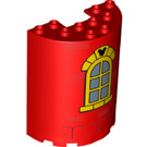 LEGO Rouge Cylindre 3 x 6 x 6 Demi avec Gold Fenêtre avec Mickey Souris (35347 / 78212)