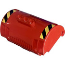 LEGO Red Cylinder 3 x 8 x 5 Half with 3 Holes with Black and Yellow Danger Stripes Sticker (15361)