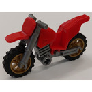 LEGO Red Dirt bike with silver chassis, gold wheels