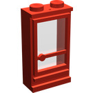 LEGO Red Door 1 x 2 x 3 Right with Solid Stud with Hole and Glass