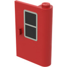 LEGO Red Door 1 x 3 x 4 Right with Black Window Sticker with Solid Hinge (446)
